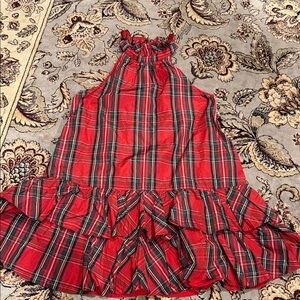 Tommy Hilfiger Red Plaid Ruffled Halter Dress